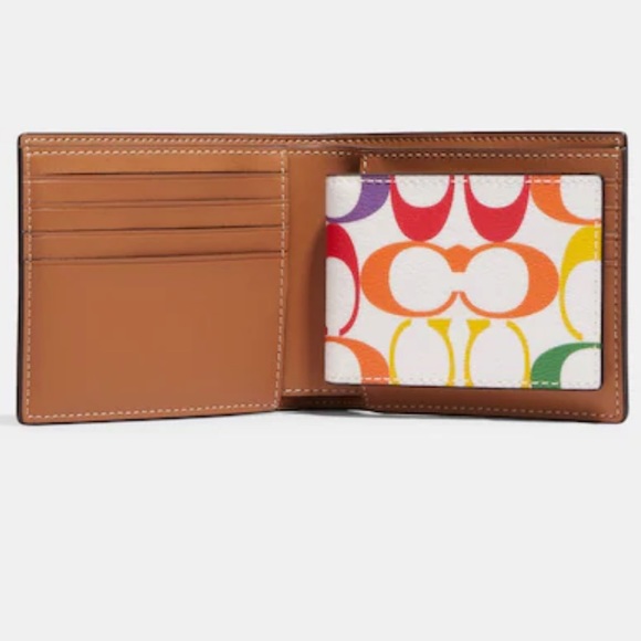 NWT COACH 3 in 1 Wallet in Rainbow Signature Canvas - Picture 3 of 8